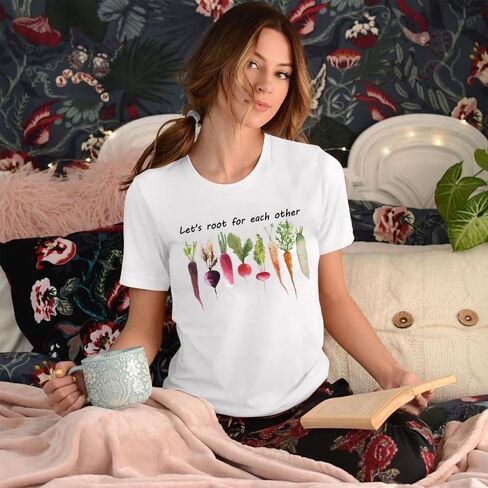 MOUSYA Plants T-Shirts for Women Root Shirt Vegetable Graphic T-Shirt Plant Lover Gardening Tee Tops in Saudi Arabia