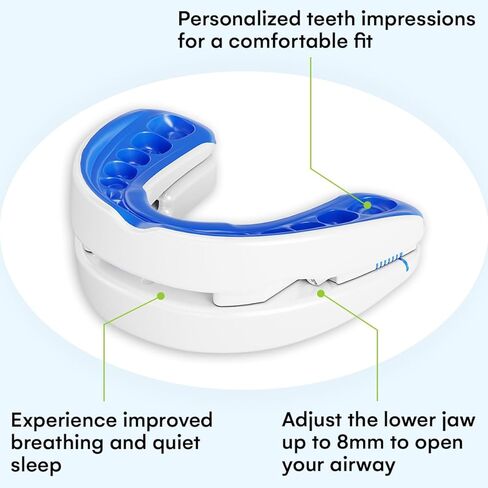قطعة الفم VitalSleep المضادة للشخير 2.0، حل الشخير بحجم المرأة، وضع الفك قابل للتعديل، انطباعات أسنان شخصية، صنع في الولايات المتحدة الأمريكية in Kuwait