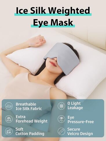 Weighted Sleep Mask, Ice Silk Eye Mask for Sleeping, Extra Forehead Weight & Eye Pressure-Free for Sleep Aid, Relaxation, Light Blocking for Sleeping, Traveling, Eye Cover for Women&Men(Gray) in Saudi Arabia