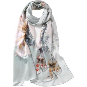 Jeelow 100% Mulberry Pure Real Silk Scarf Lightweight Chiffon Shawls And Wraps Sheer For Women Oblong