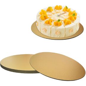 4 Pack Cake Boards Golden Round Cake Circles, 10 Inch Cake Base Cardboard, for Baking Cake, Gold