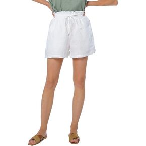 Amazhiyu Womens 100% Linen High Waist Shorts Drawstring Short Pants for Summer Casual