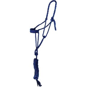 LeatherEra Mule Tape Halter with Lead with Braided Nose Band - Custom Horse Braided Noseband - Braided Noseband Halter, Horse Halter, Yacht Rope Halter, Clinician Halter, Royal Or Maroon Color in Saudi Arabia