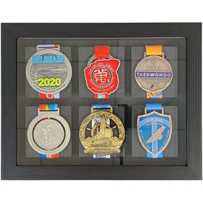 35 Medal Display case, 3D Medal Box Photo Frame, Marathon Medal Display Frame Running Marathon, Triathlon, Football Gymnastics, All Sports Medal Medal Medal Badge (Black, 30.7*24.8 inch) (14*12)