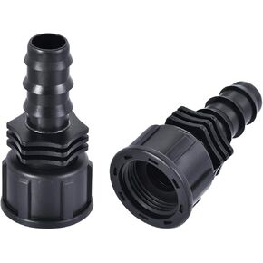 uxcell ABS Hose Barb Fitting Coupler, 16mm Barb x G3/4 Female Thread Pipe Adapter, Black 2Pcs