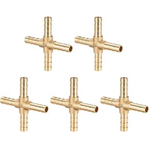 5pcs 6mm or 1/4 ID Brass Barb Splicer Fitting 4 Ways Brass Cross Barb Fitting Air Gas Water Fuel