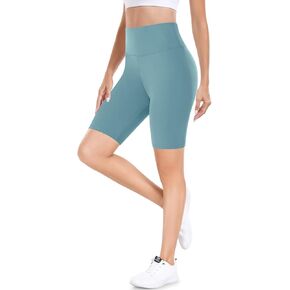 MOREFEEL High Waisted Biker Shorts for Women-8" Tummy Control Fitness Athletic Workout Running Yoga Gym Shorts