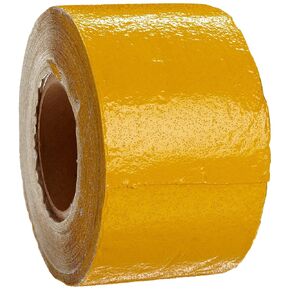 Brady 78262 150' Length x 4" Width Foil-Backed Vinyl Coated with Sand and Reflective Beads, Reflective Yellow Economy Pavement Marking Tape