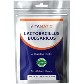 Vitamatic Lactobacillus Bulgaricus Probiotic Powder - Digestive Health Support - 100 Gram (3.5 OZ) - 100 Servings