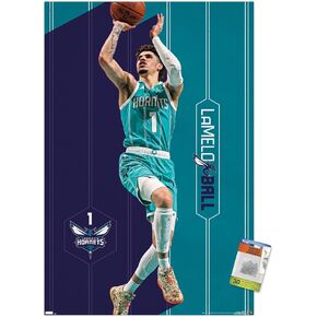 Trends International NBA Charlotte Hornets - LaMelo Ball 23 Wall Poster, 22.37" x 34.00", Poster & Push Pin Bundle