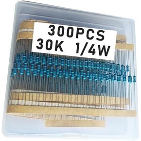 30k 1/4W, 30k 1/4W, 30k ohm, 30k 1/4W, 30kresistor, 30k ohm resistor, 30k ohm Metal resistor, 30k Metal Film resistors 1/4w(0.25w) 1% tolerance 0.01 MF Metal Film Fixed Resistor 300 pcs