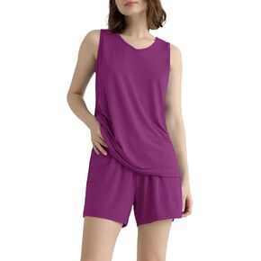 Latuza Women's Silky Soft Viscose Tank Top Short Pajama Set