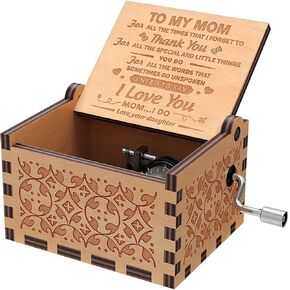 You are My Sunshine Music Box, Daughter Gift for mom, Wood Laser Engraving Vintage Music Box, Mother's Day, Birthday/Christmas Best Gift (Daughter to mom)