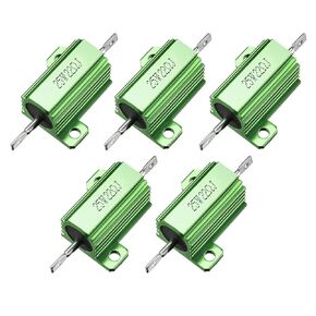 uxcell 25W 22 Ohm 5% Aluminum Housing Resistor Screw Tap Chassis Mounted Aluminum Case Wirewound Resistor Load Resistors Green 5 pcs