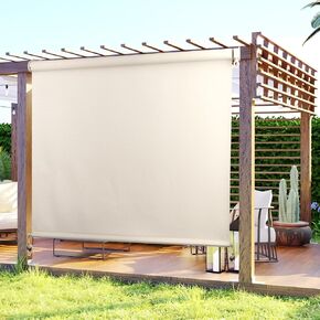 Outdoor Roller Shade Exterior Window Shades Privacy Screen Roll Up Shade Wand Operation Sun Shade for Porch Patio Pergola Gazebo