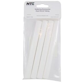NTE Electronics 47-25406-W Heat Shrink Tubing, Dual Wall with Adhesive, 3:1 Shrink Ratio, 1/2" Diameter, 6" Length, White (Pack of 4)