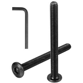 M6-1.0 x 110mm Flat Head Socket Head Cap Screws with Hex Spanner Bolts Kit, 304 Stainless Steel 18-8, Full Thread Countersunk Bolts, Black Oxide, 10PCS
