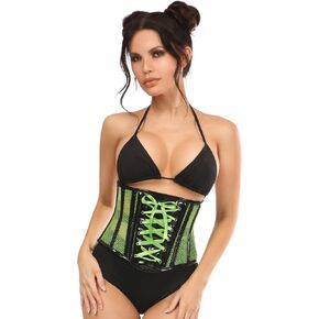 Daisy corsets womens Top Drawer Neon Green Patent & Fishnet Underbust Corset