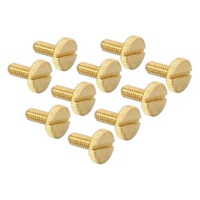 PATIKIL M4x7mm Knurled Thumb Screws, 10 Pack Flat Tip Brass Bolts Grip Knobs Fasteners with Straight Shoulders for Lighting Furniture Electronic Mechanical
