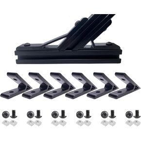 6 Set Black 45 Degree/135 Degree Angle 4040 Series Aluminum Extrusion Profile Accessories，Aluminum Corner Brackets Profile with Mounting Screws and Nuts (45 Degree Angle Brackets)