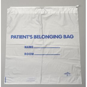 Medline Patient Plastic Belongings Bag with Drawstring, White, 18" x 20", Hospital Essentials, Pack of 250