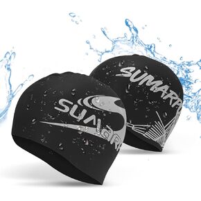 SUMARPO Swim Caps for Women Men Swimming, Durable Silicone Bathing Caps for Adults, Youths, Popular in Sports Competition, 2 Pack