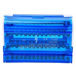 Terminal Block Distribution Box Din Rail 4-Level Single Phase with Transparent Dust Cover 125A 500V,Terminals