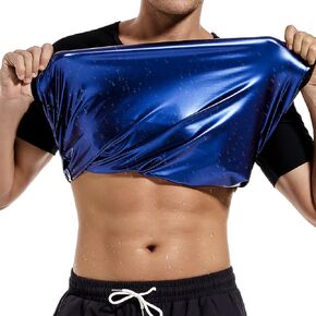 Sauna Shirt for Men,Short Sleeve Sweat Suit for Weight Loss Men,Mens Body Shaper Slimming Sauna T-Shirt Top for Gym Exercise