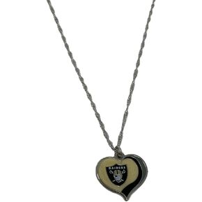 NFL Las Vegas Raiders Heart Swirl Chain & Charm 20 inches, Women's Charm Necklace
