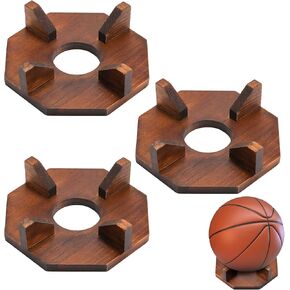 Lawei 3 حزمة حامل الكرة الخشبية حامل، حامل عرض الكرة الصغيرة لكرة القدم كرة السلة كرة القدم الكرة الطائرة الرجبي البولينج، رف عرض تخزين الكرة الرياضية، حالات عرض تذكارات توقيع الكأس in Kuwait