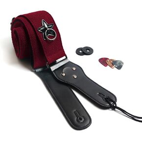 Star Patch Guitar Strap For Bass, Electric & Acoustic Guitar, Strap Locks Included