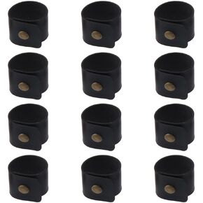 12Pcs Rustic Napkin Rings,Handmade Faux Leather Serviette Rings Table Decoration,Easy to Use,Reusable Napkin Ring Holders for Wedding Birthday Receptions Family Gatherings(Black)