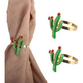 Green Cactus Napkin Rings Set of 2