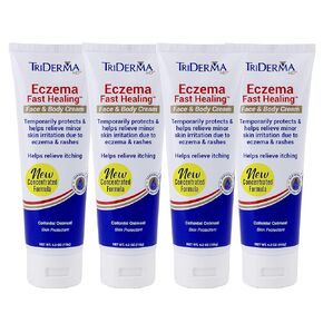 TriDerma Fast Healing Eczema Cream for Adults, FSA Eligible, Colloidal Oats, AP4 Aloe Vera Gel, Vitamins, Eczema Relief Cream for Face & Body Itchy Skin & Rashes, No Cortisone, 4.2 oz Pack of 4
