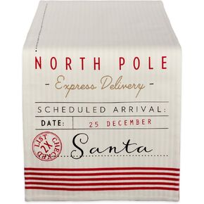 DII 14x72 Reversible Cotton Table Runner, Santa's Workshop - Perfect for Dinner Parties, Christmas, Holidays, or Everyday use