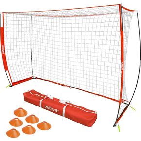GoSports Elite Futsal Soccer Goal - 3 M x 2 M Size, Foldable Bow Type Frame and Net - Play & Train Like The Pros, Includes Carry Bag and Agility Cones