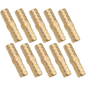 10PCS Brass Barb Fittings 3/8 Inch Hose Inner Diameter Quick Connector Splicer Barb Fitting Pipe Repair Accessories Suitable for Air Water Fuel Oil Transportation