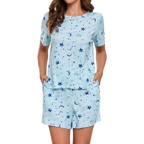 Women's Pajama Set Long Sleeve Sleepwear Crewneck Pjs Soft Nightwear Joggers 2 Piece Lounge Sets with Pockets