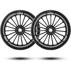 Aztek Architect Wheels - Pair (2) - 110 mm Replacement Metal Core Scooters Wheels - Aluminum Core Hub with High Rebound Fast Urethane - Includes Smooth ABEC-9 Bearings (Black)