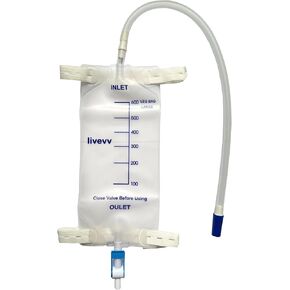 3 Pack Easy-Tap Leg Bag Urinary Drainage Bag, 600 ml with 3 18" Tubing, Anti-Reflux Valve, Cloth Straps Easy Flip Drain in Kuwait