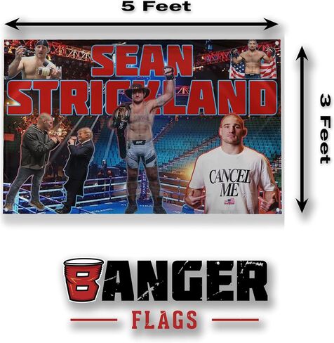 Banger - Sean Strickland USA American Warrior Fighting Champion Fighter Boxer Wrestling Inspirational Motivational Office Gym Wall Dorm Bed Room Decor Design on a 3X5 Feet Flag with 4 Grommets for Easy Wall Hanging. Authentic BANGER FLAG in Saudi Arabia