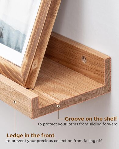 Axeman Oak Floating Shelves 24 Inch Picture Ledge Shelf Set of 2, Solid Wood Shelves with Lip for Wall Decor Storage Bedroom Living Room Bathroom Kitchen, Natural Oak in Saudi Arabia