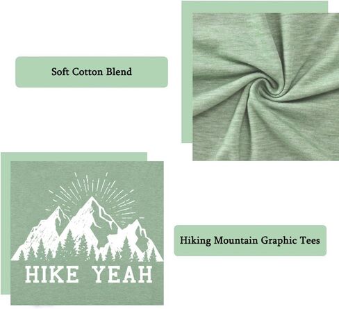 Funny Hiking T Shirts Women Cute Mountain Sunrise Pine Tree Letter Print Graphic Tee in Saudi Arabia
