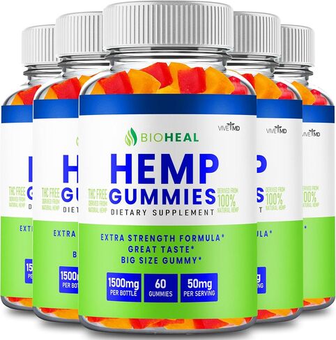BioHeal Hemp Gummies Official Formula - Bio Heal Hemp Gummies Supplement for Extra Strength with Pectin, Citric Acid, Sodium Citrate - Reviews (5 Pack) in Saudi Arabia