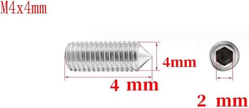 M4 x 4mm مجموعة مقابس من الفولاذ المقاوم للصدأ مسامير مسدس مقبس مجموعة رأس مسطحة مسامير مسدس مقبس محرك مخروط نقطة مسامير، حزمة من 30 in Kuwait