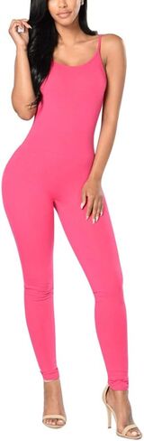LuckyZhe Women's Sexy Sleeveless Spaghetti Strap Stretch Bodycon Jumpsuit Rompers in Saudi Arabia