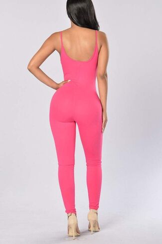 LuckyZhe Women's Sexy Sleeveless Spaghetti Strap Stretch Bodycon Jumpsuit Rompers in Saudi Arabia