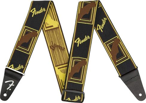 Fender WeighLess Monogrammed Guitar Strap, 2in, Black/Yellow/Brown in Saudi Arabia
