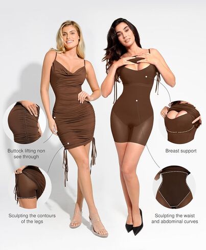 Popilush Shaper Dress - Ruched Dress with Drawstring to Adjust Dress Length to Mini Or Midi Dresses Tummy Control in Saudi Arabia