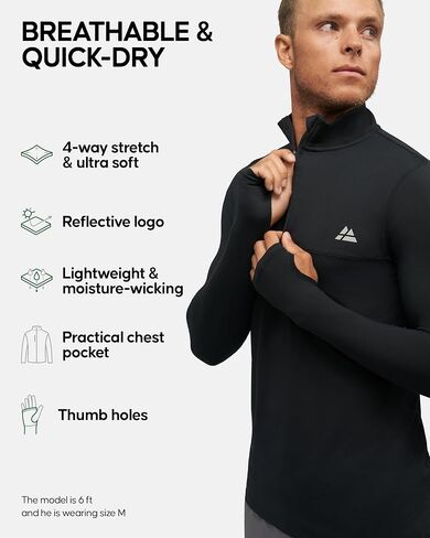 قميص DANISH ENDURANCE للرجال بأكمام طويلة وسحاب 1/2 للتمرين، خفيف الوزن ومطاط in Kuwait